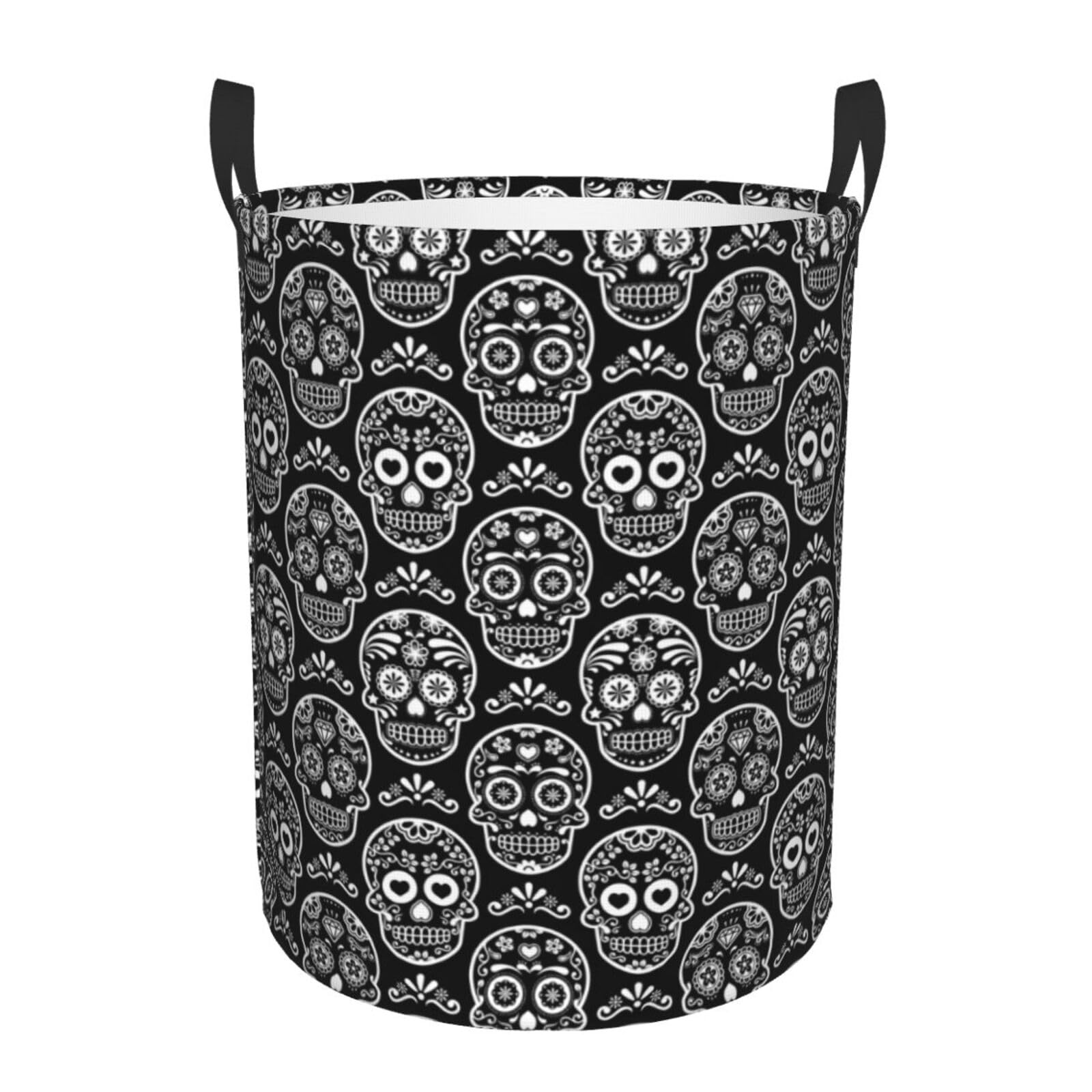 Laundry Basket Sugar Skull Laundry Hamper Waterproof Idea Hampers Large Collapsible Baskets with Handle Suitable for Bedroom Bathroom Utility Room Kitchen