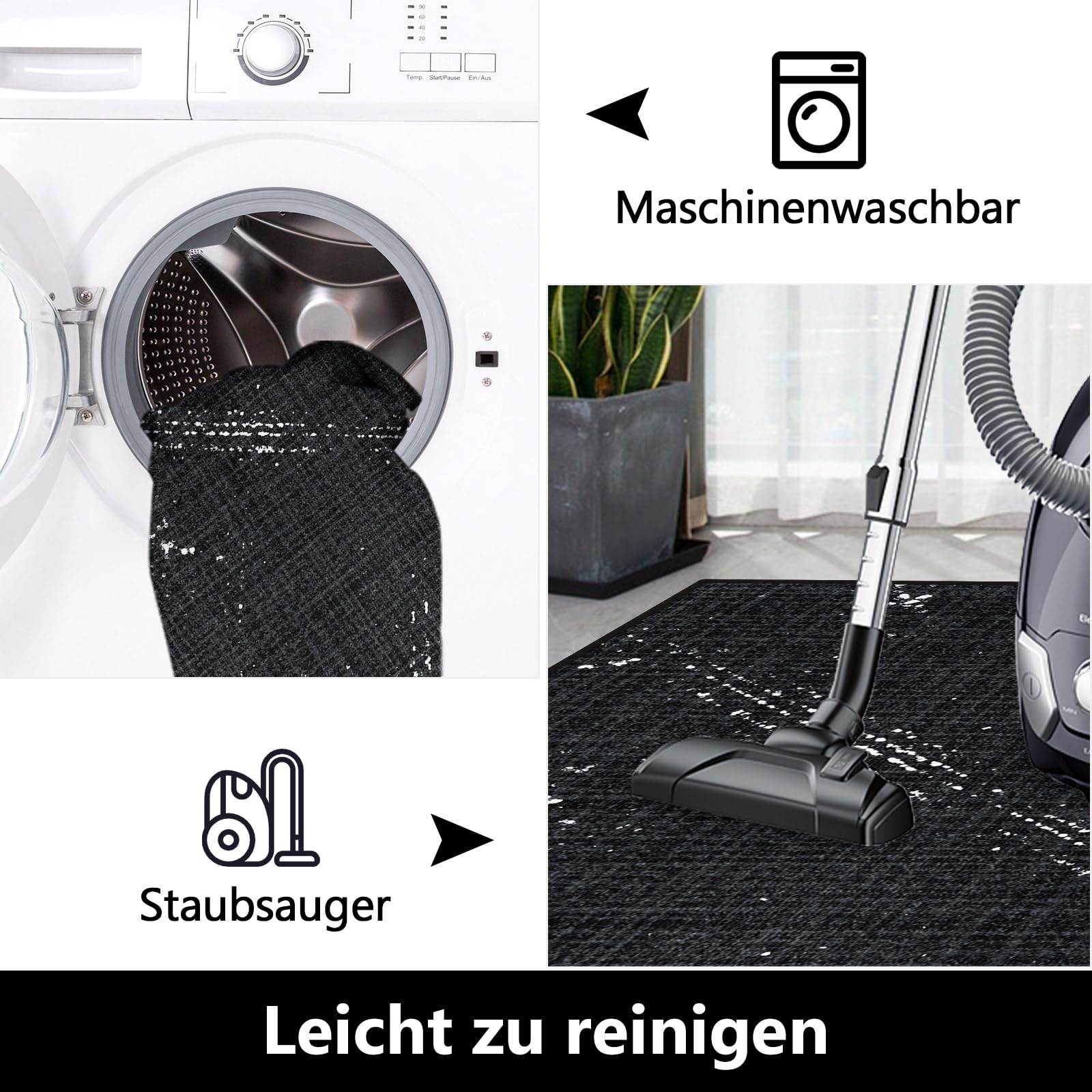 Bodenschutzmatte Bürostuhl 120X150 cm: Luxuriöse Bedruckter Stoff Bürostuhl Unterlage für Parkett und Hartböden, Mehrzweck Schreibtischstuhl Unterlage für zu Hause und im Büro (Schwarz, 120 x 150 cm)