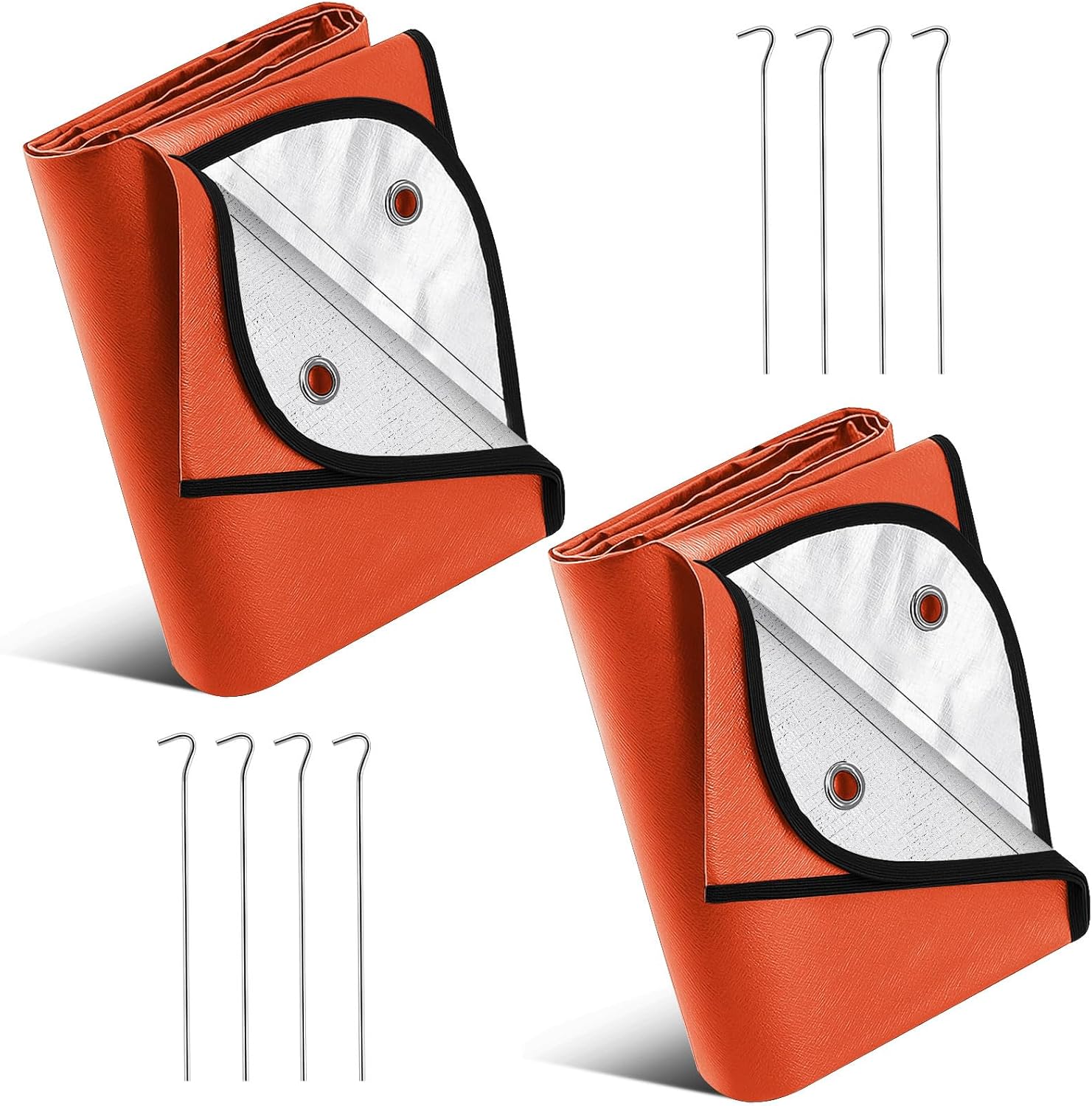 Kingdder 2 Pcs Heavy Duty Insulated Tarp Emergency Blankets for Survival 60 x 82 Inches Thermal Reflective Tarp Cold Weather Camping Blanket Winter Tent Insulation for Hiking(Orange) Kingdder 2 Pcs Heavy Duty Insulated Tarp Emergency Blankets for Survival 60 x 82 Inches Thermal Reflective Tarp Cold Weather Camping Blanket Winter Tent Insulation for Hiking(Orange)