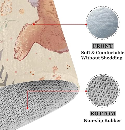 Miniatura 4 de Area Rug 23.62 * 35.43in Washable Non-Slip Bathroom Mat for Entryway Kitchen Bathroom A Little Rabbit Running with A Cartoon Pattern Background