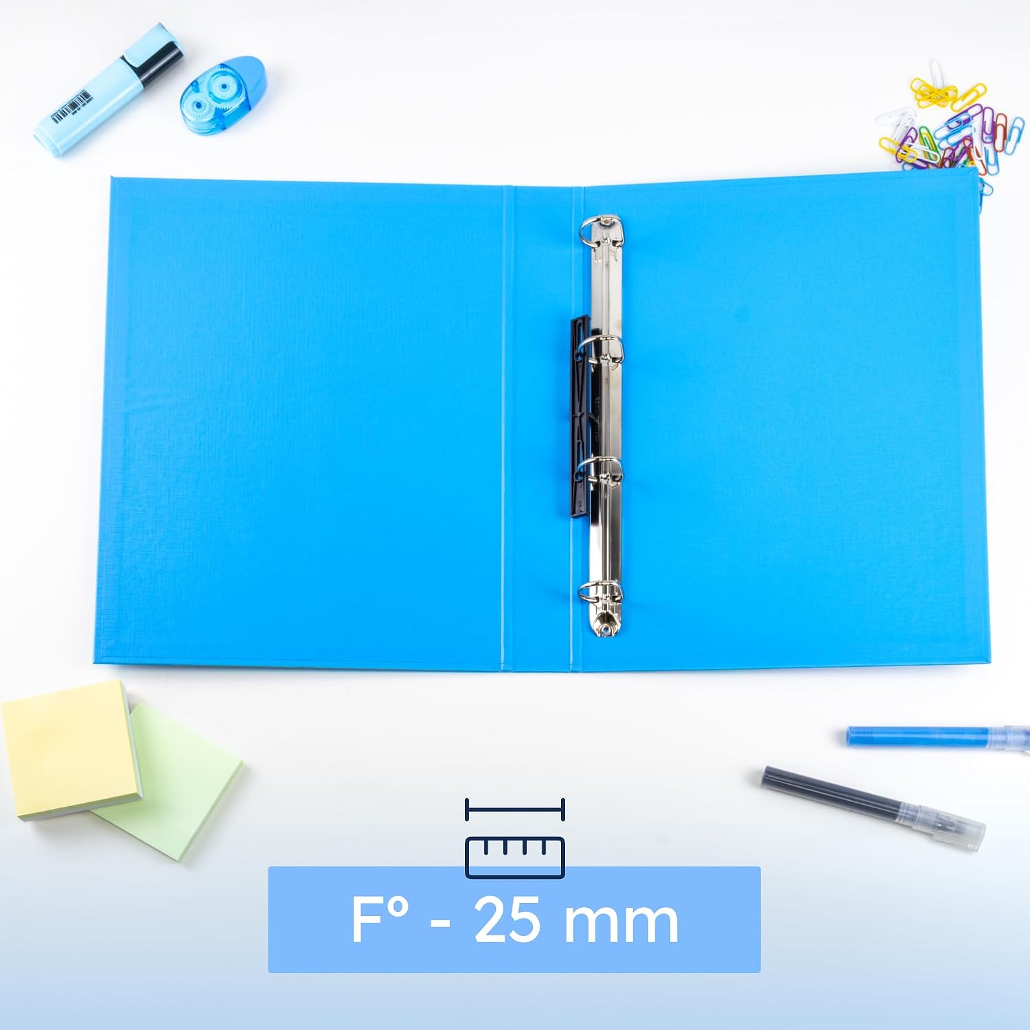 Raylu Paper® - 4 D-Ring Binder 25 mm, A4 File Cabinet with Rings for Storing Documents, A4 Size 33.5 cm High x 26 cm Wide and 4 cm Thick Spine (Pastel Blue)