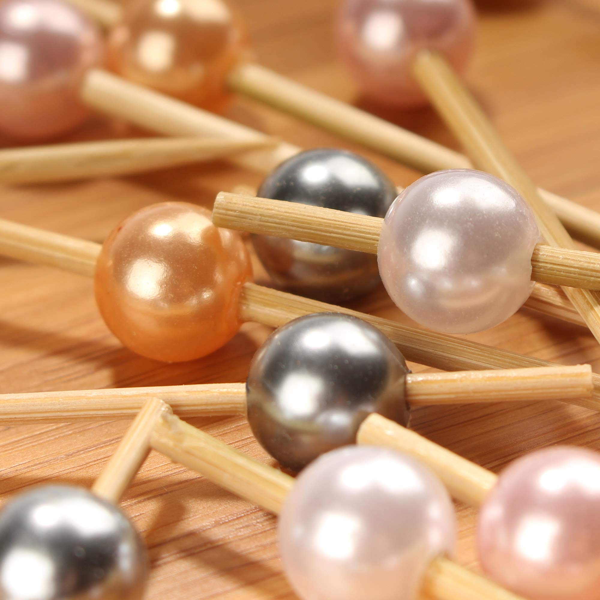 BambooMN Lot de 1 000 brochettes décoratives en perles de 15 cm pour cocktails, sandwichs, événements traiteurs, vacances, restaurants ou buffets - Blanc