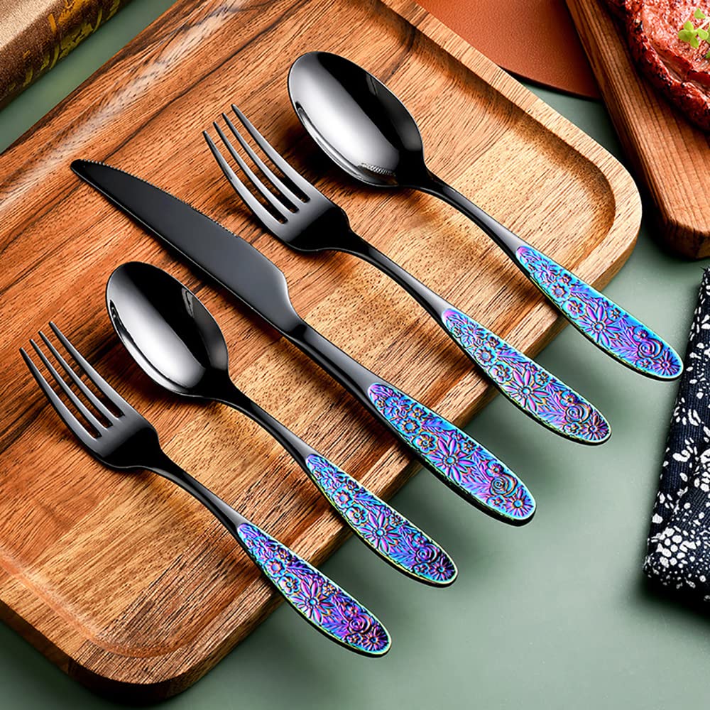 Acquista 30 pz/6 set Piatti e Posateria Coltelli D'oro Forchetta Dessert Caffè Cucchiaini Cucchiai Set di Posate In Acciaio Inox Posate Da Cucina Stoviglie in Italia a partire da 24