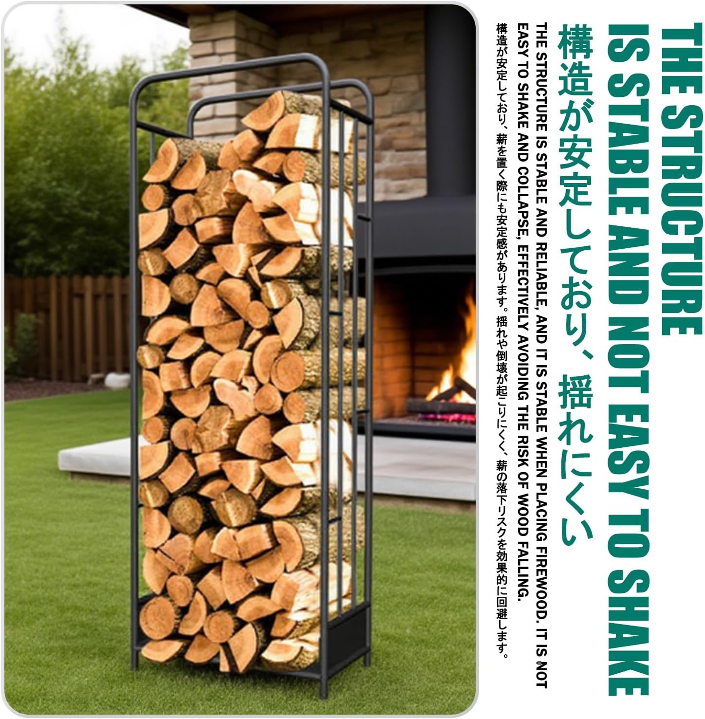 Tall Firewood Rack, Durable Metal Log Storage Solution for Indoor and Outdoor Use, Perfect for Wood Shops and Tool Sheds