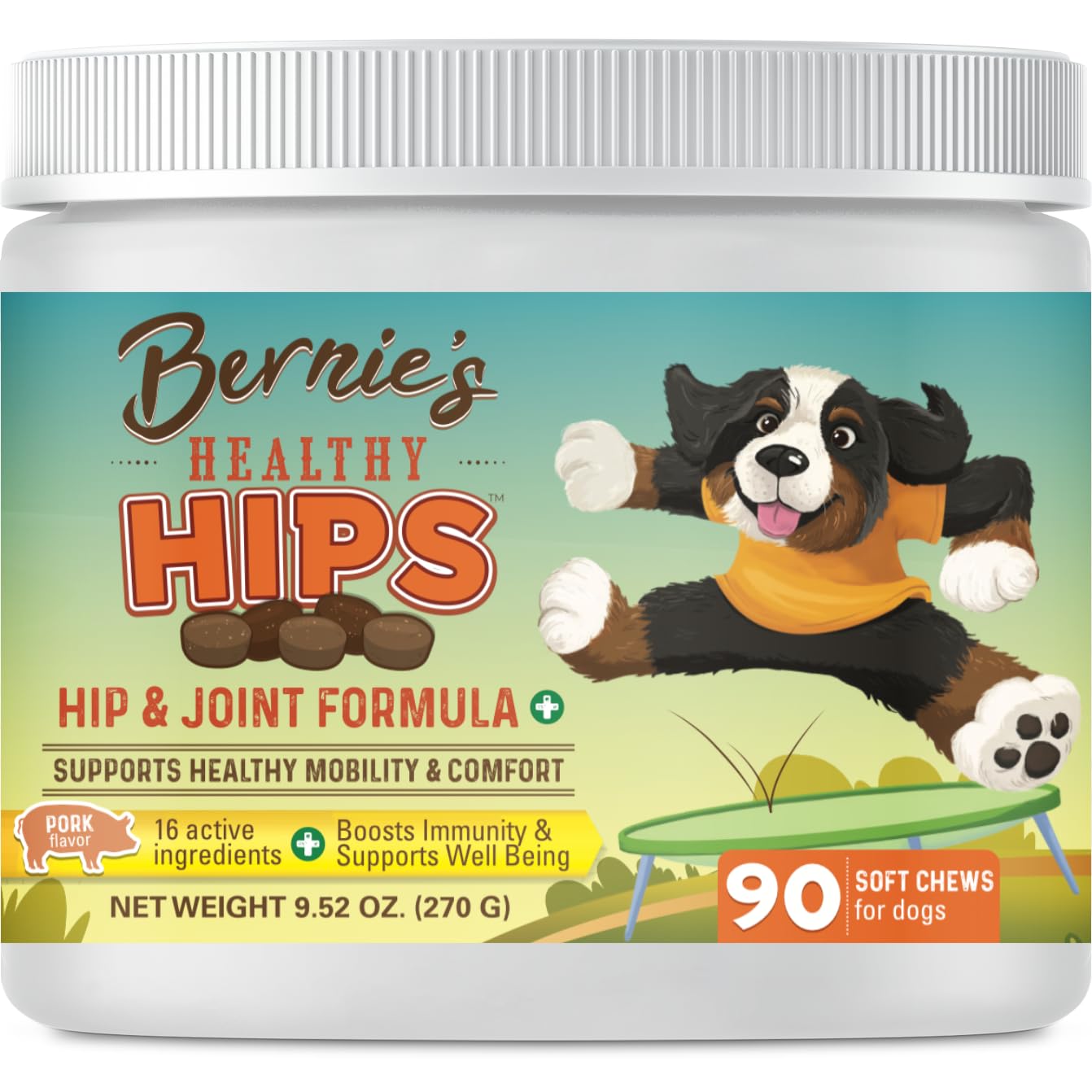 Bernie's Healthy Hips - Daily Dog Hip & Joint Supplement - 90 Soft Chews - Reduce Pain, Encourage Mobility, Slow Damage, Repair and Rebuild Hips & Joint Tissues