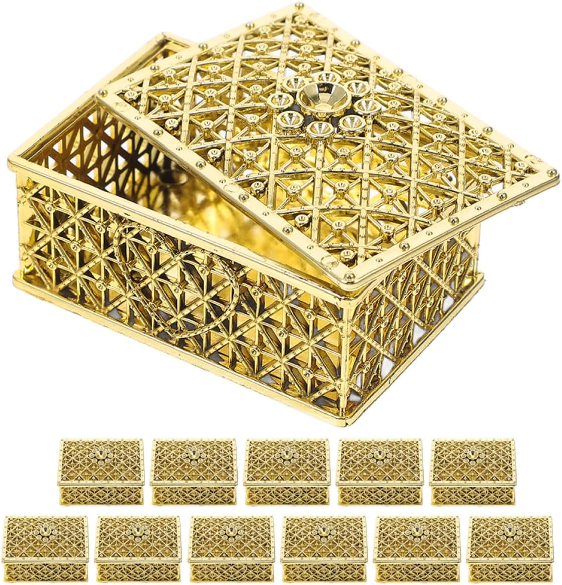 12pcs Golden Rectangular Jewelry Display Organizer Box for Keepsakes