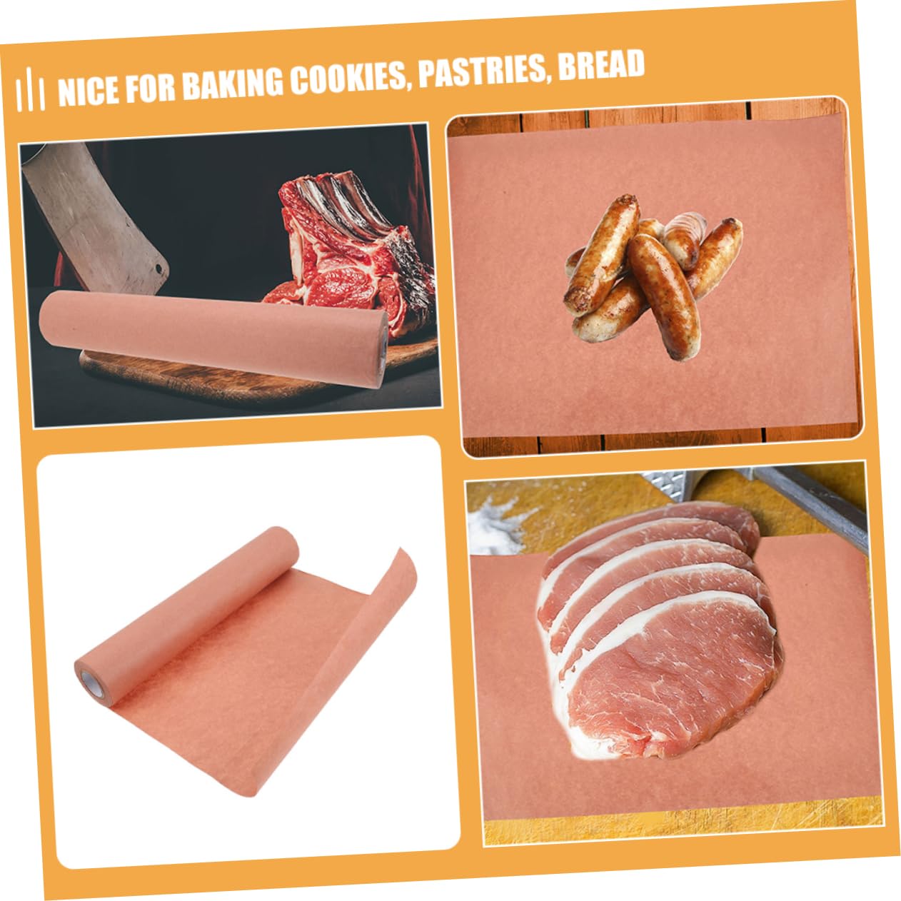 PLAFOPE Rotolo di Carta da Macellaio Rosa per Cucina, Carta da Forno Antiaderente e Resistente, per Preparare Carne e Cottura al Forno, Creativo