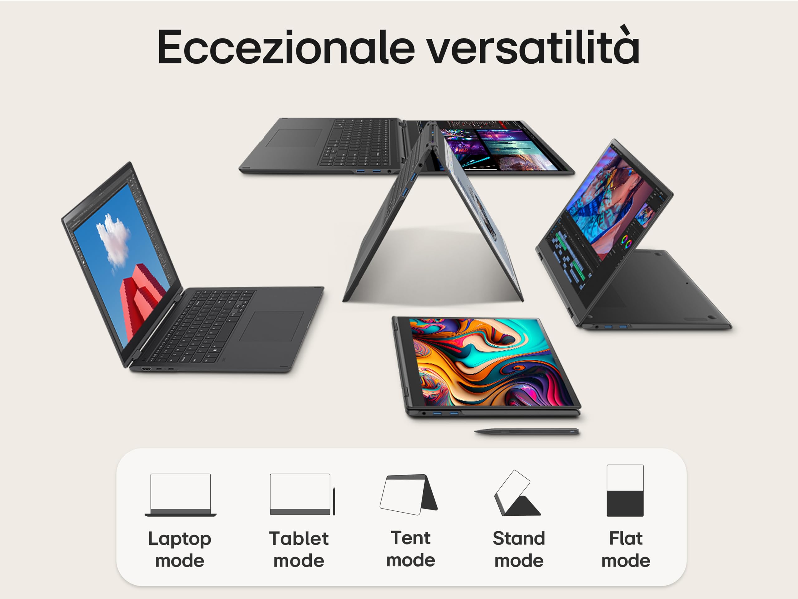 LG gram Pro 2in1 16T90SP Notebook convertibile 16" Touch 2.5K (2560x1600), Intel Core Ultra 7 155H, 16GB RAM, 512GB SSD, Ultraleggero solo 1.4kg, Batteria 77Wh, Windows 11, Tastiera italiana, Nero