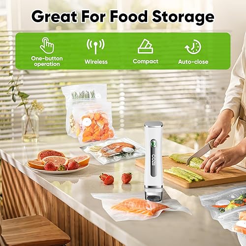 Miniatura 8 de COZII Sellador al vacío con 30 bolsas reutilizables para alimentos