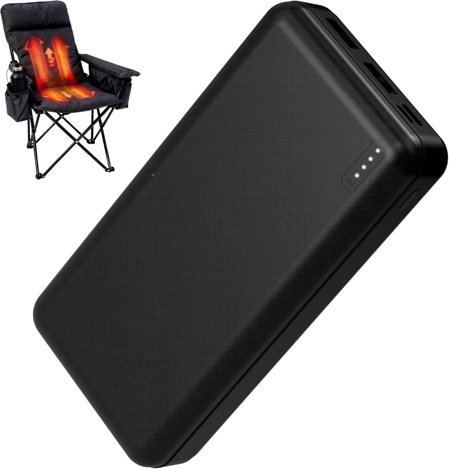 5V2A Battery Pack for Heated Camping Chair, Heated Blanket, Heated Hunting Seat Pad, Heated Sleeping Bag USB Power Bank for Camping Work (Battery Only) (Black, Milliamp Hours, 20000)
