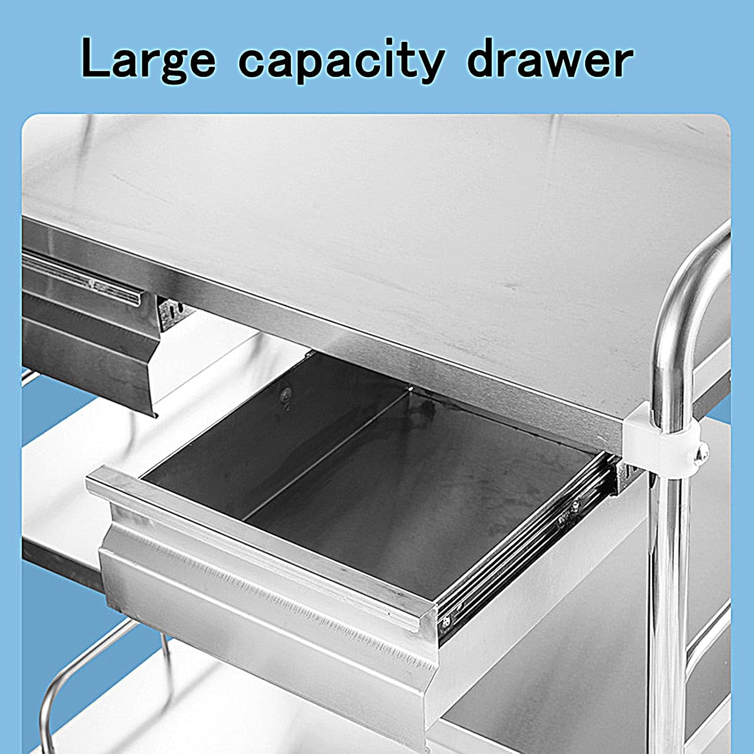 Rolling Carts with Wheels Organizer with Drawers Cart 2-3 Layers Stainless Steel Cart Lab Utility Cart with All-Round Silent Wheels and for Lab Clinic Kitchen Salon,