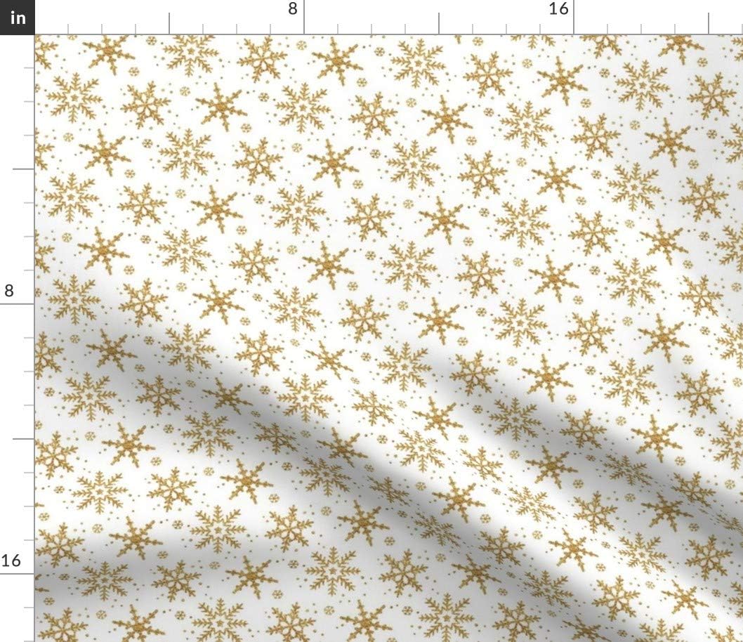 Spoonflower Fabric - Snowflake Gold Scale Christmas Snow Willow Winter Printed on Petal Signature Cotton Fabric by The Yard - Sewing Quilting Apparel Crafts Decor