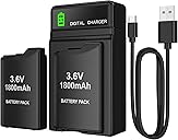 PSP Battery and Charger, 2Pcs 1800mAh 3.6v Lithium Polymer Replacement Rechargeable Batteries with LED Charging Station for PSP 1000 1001, PSP-110, PSP Fat Console