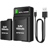 PSP Battery and Charger, 2Pcs 1800mAh 3.6v Lithium Polymer Replacement Rechargeable Batteries with LED Charging Station for PSP 1000 1001, PSP-110, PSP Fat Console