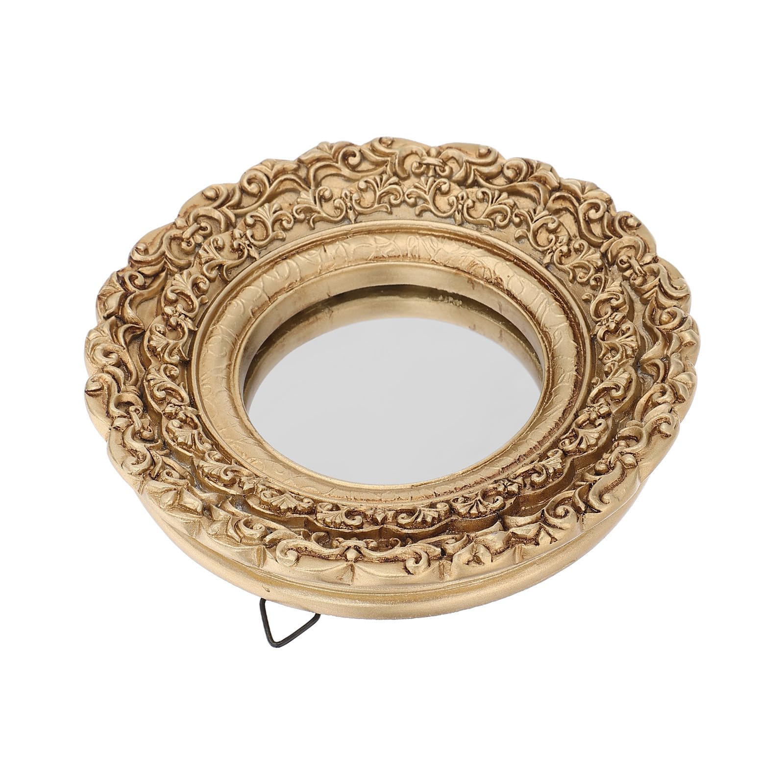 Espejo de maquillaje redondo vintage con base estable para tocador o baño