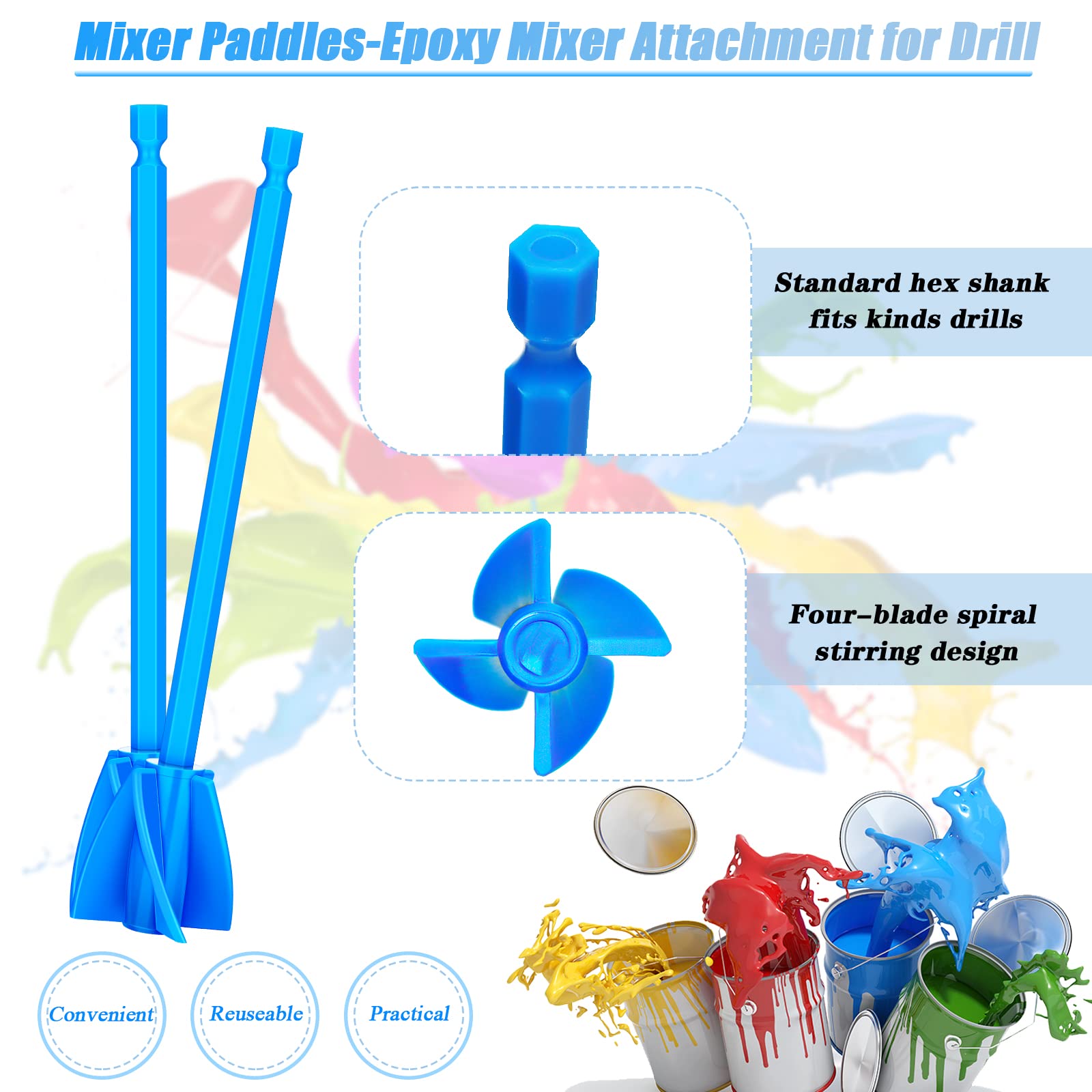 12 piezas de accesorios mezcladores epoxi para taladro helix mezclador de pintura reutilizable mezclador de resina agitadores de pintura accesorio de taladro para taladro mezclador de resina para