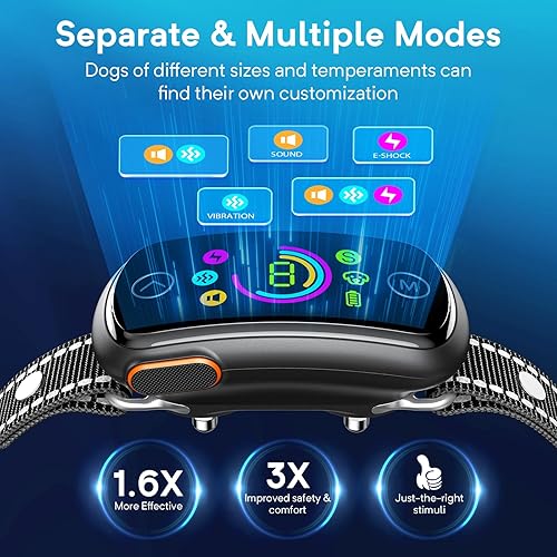 Miniatura 2 de Collar antiladridos de perro, collar de ladrido personalizable para perros grandes y medianos, collar de entrenamiento inteligente antiladridos con