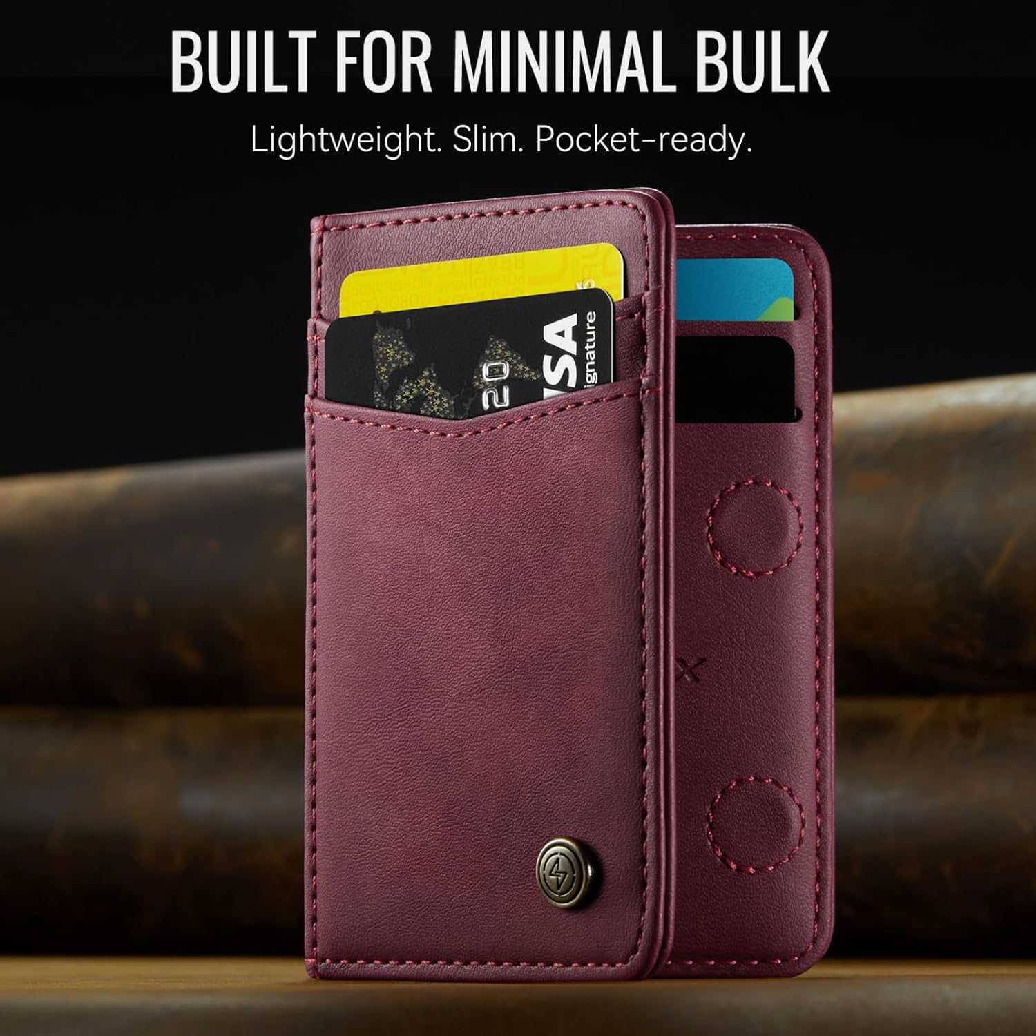 Slim Wallet for Women RFID Blocking Credit Card Holder Bifold Front Pocket Mini Wallet with 8 Card Slots and 2 Cash Pockets, Minimalist PU Leather Small Travel Purse Compact Gift, Burgundy - Image 9