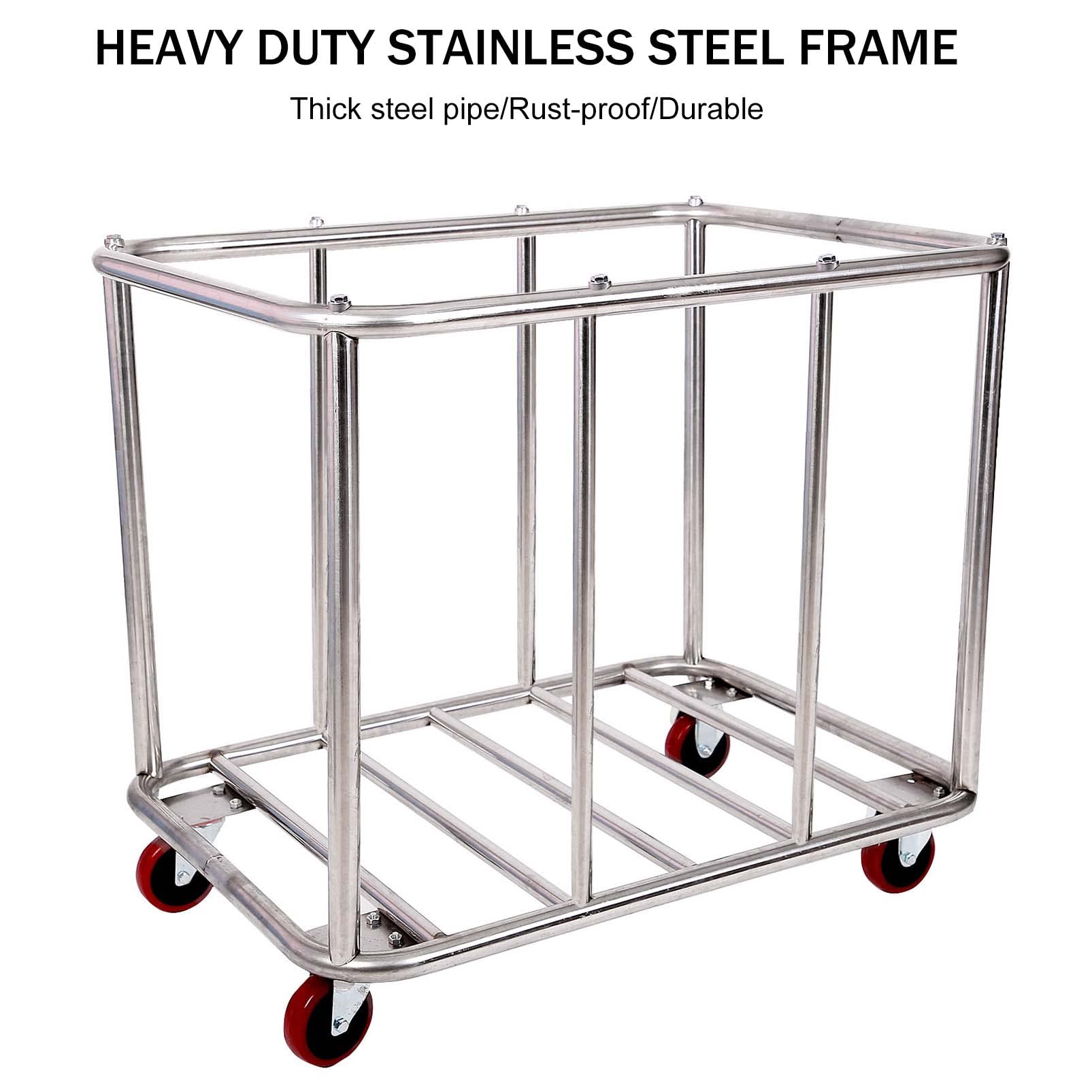 10 Bushels Laundry Cart Commercial/Home,Heavy Duty Large Stainless