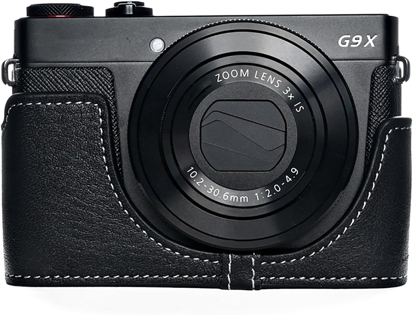Handmade Genuine Real Leather Half Camera Case Bag Cover for Canon G9X Black Color