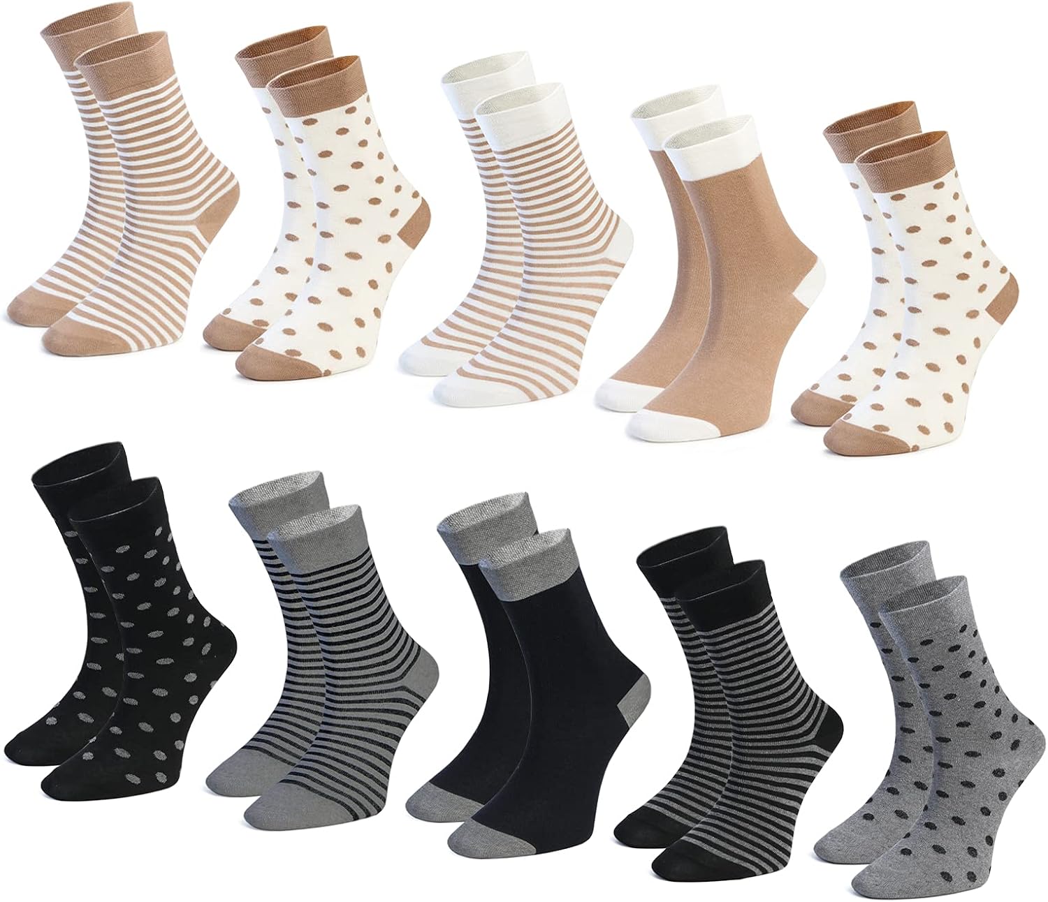 MADAME FRANCISCO 10 Pairs Dress Socks Crew Socks For Women Size 9-11 & 5-8 Colorful Socks Fun Dress Socks