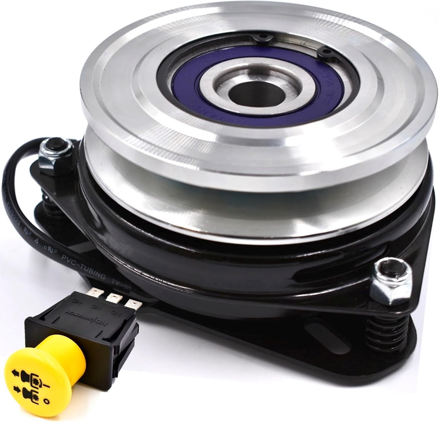 BIGBearing HiTorq 120ftlb (OEM 95) 759-05064 Solid Steel Billet Pulley C3 Bearing Upgrades Blade Clutch & 20A PTO Switch 925-1716A for Cub Cadet Z-Force & Enforcer mower check model # shown in listing