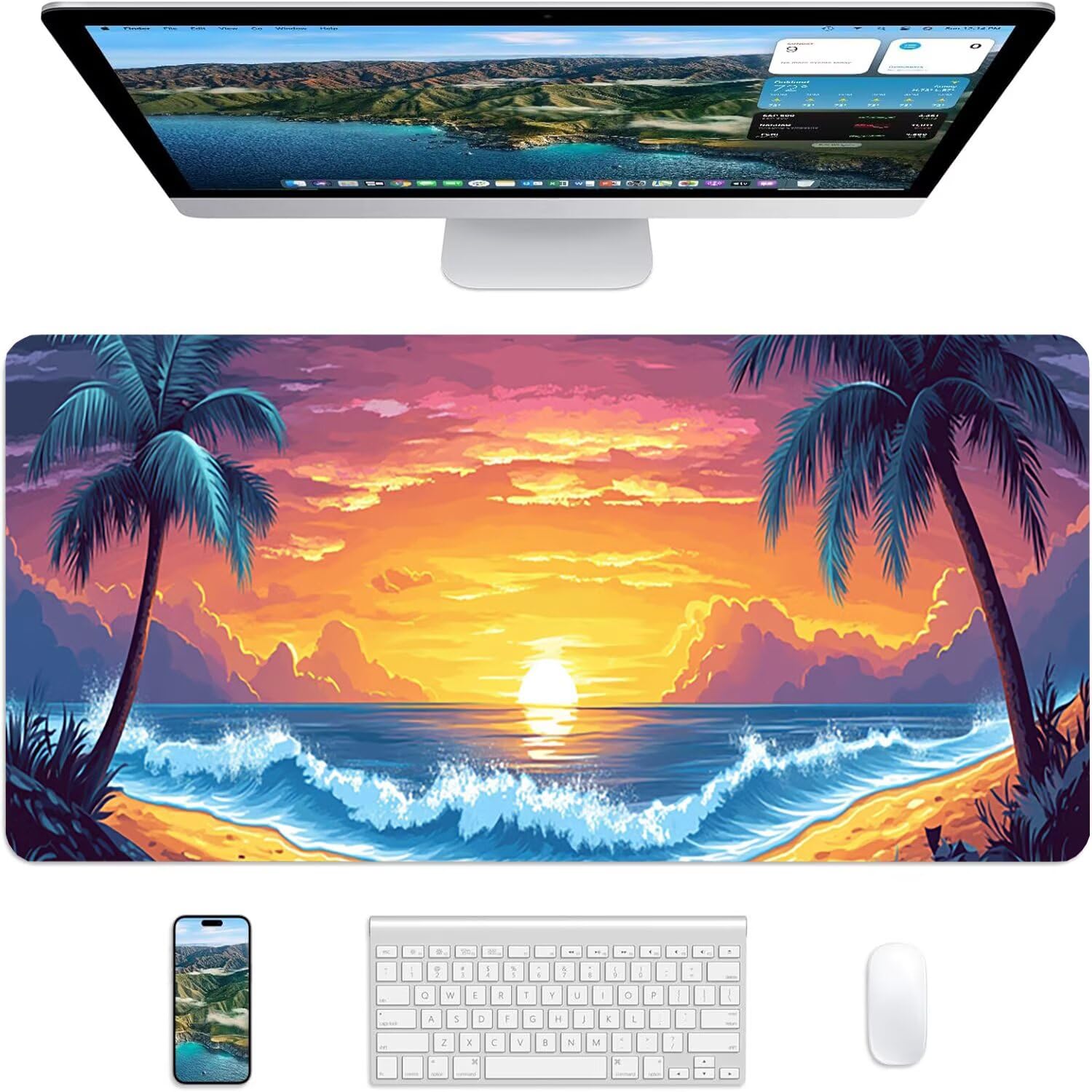Lejnlnng Podkładka pod mysz do gier XXL, 120 x 60 cm, na plażę, wodoodporna podkładka pod mysz XL Codzienna ekspansja, antypoślizgowa gumowa podkładka pod mysz z przeszytymi krawędziami JL-7367