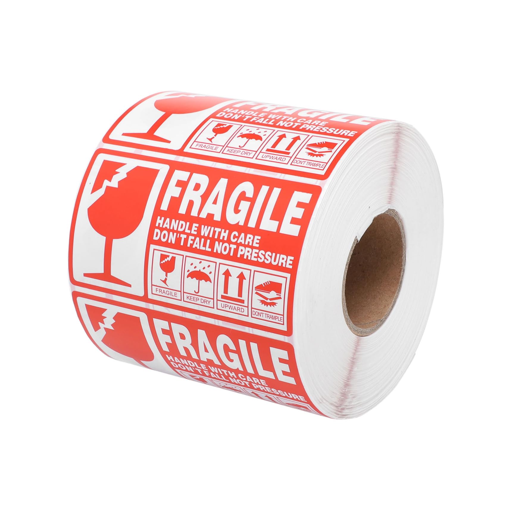 Etiqueta de Advertencia Frágil 1000 Piezas, Rollo Adhesivo Rojo | Papel Estucado Cobre, Fácil de Pegar y Ligero, Aviso Visible para Embalaje y Manipulación