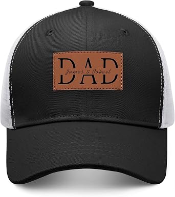Custom Leather Patch Trucker Hat Personalized Baseball Cap with Laser Engraved Text