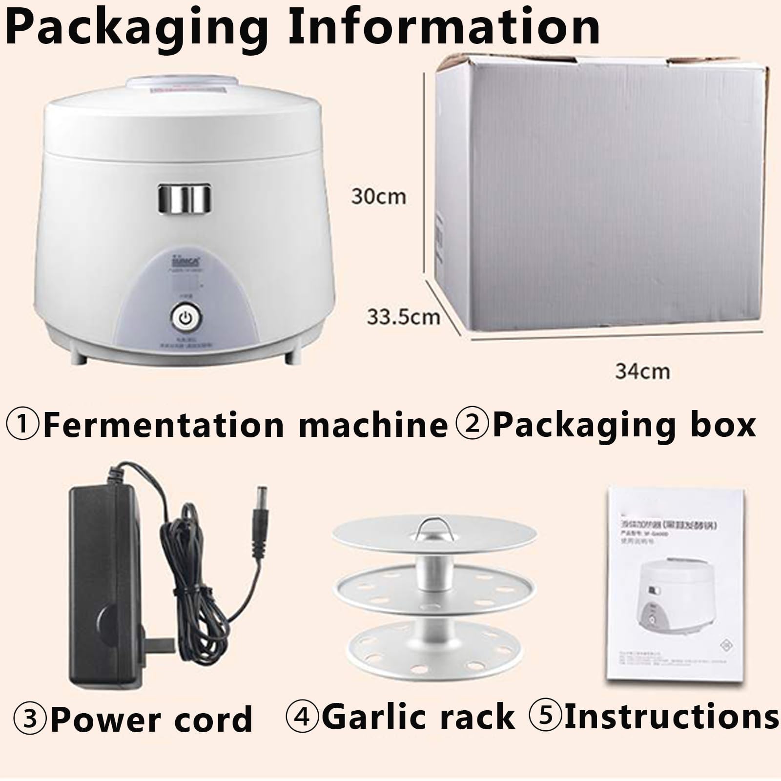 Fermentador de ajo negro de 5 l (control inteligente), totalmente automático, con estante interior de 2 capas y memoria de apagado (5 h). Fermentación de 8 a 12 días.,A