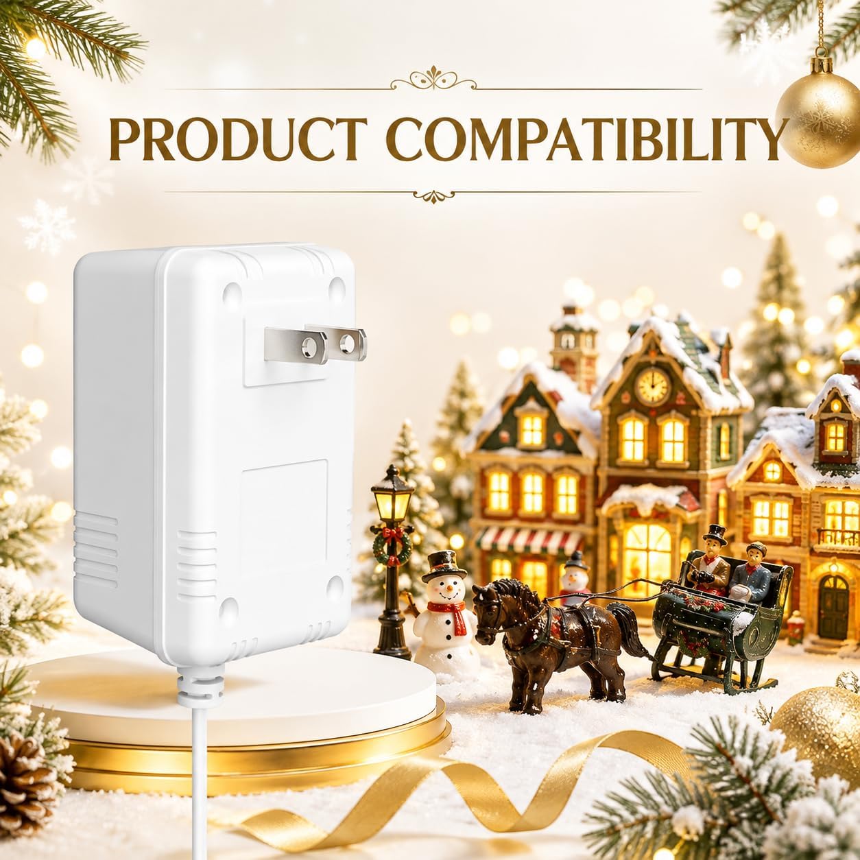 3V 6-Port Power Adapter Compatible with Department 56 Village Lights, White