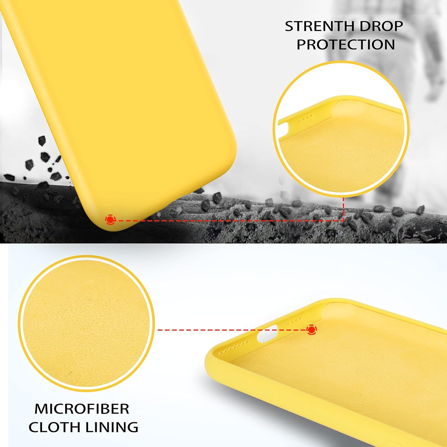 DUEDUE iPhone Xs Max Case, Liquid Silicone Soft Gel Rubber Slim Cover with Microfiber Cloth Lining Cushion Shockproof Full Protective Case for iPhone Xs Max for Women Girls, Yellow