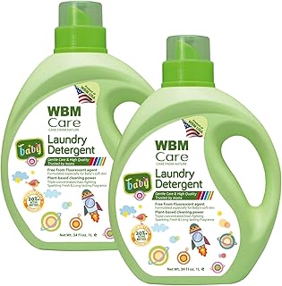 WBM Care Liquid Baby Laundry Detergent, 100 Loads | 68 oz | Gentle formula designed for baby clothes, ensur...