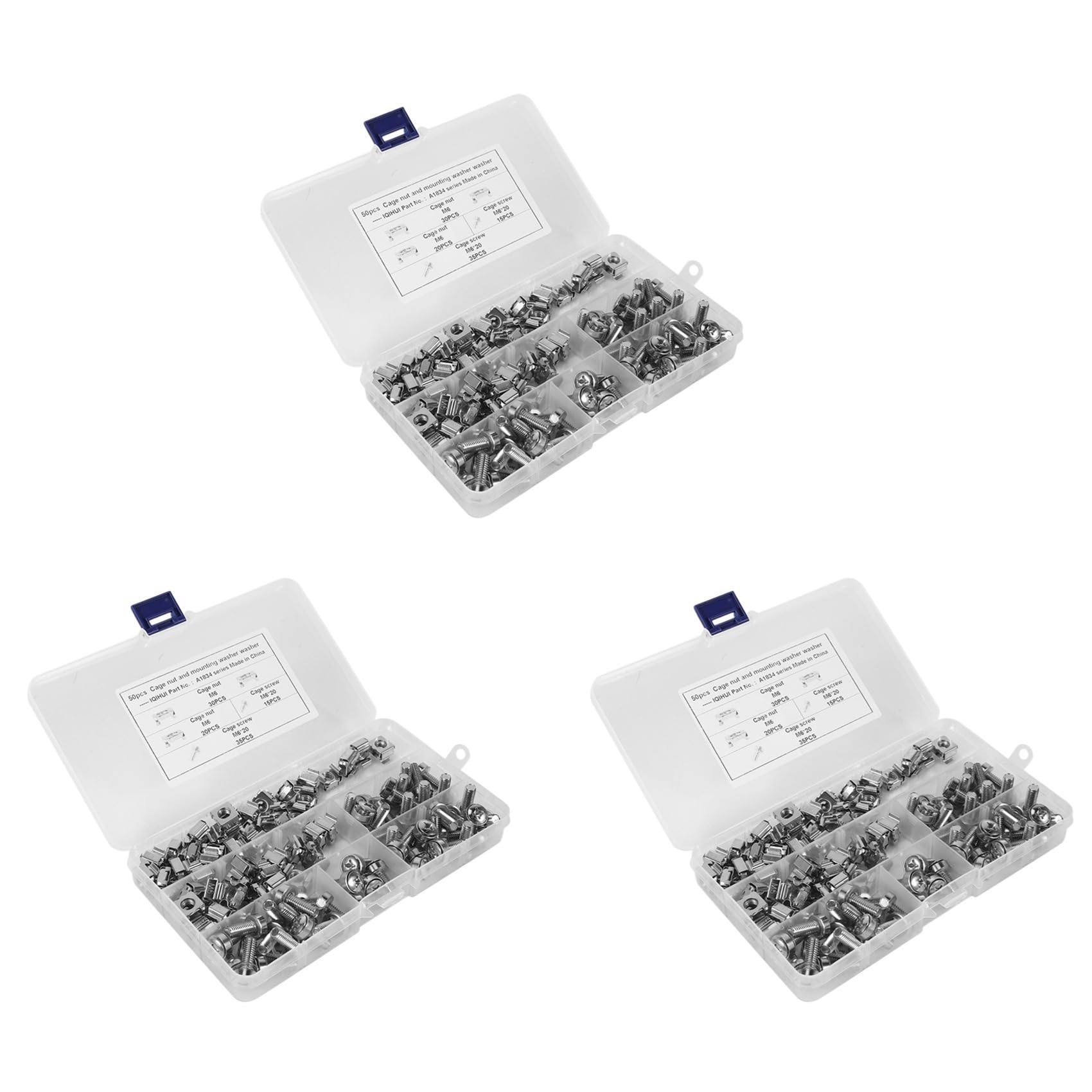 Ctrlzs 150 Sets M6 Square Hole Hardware Cage Nuts&Mounting Screws Washers (M6 X 20Mm)(+Washer+Cage Nut)