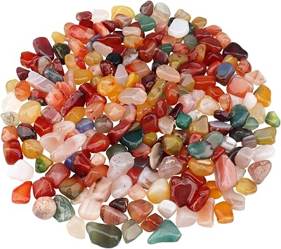435g Natural Pebbles Crushed Stones Aquarium Gravel Polished Bulk Irregular Shaped Succulent Rocks Vase Filler Fish Tank Decorative - Colorful