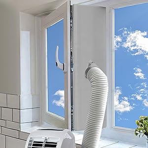 Kit Calfeutrage Climatiseur, 400CM Tissu De Calfeutrage Pour Fenêtres Pour Climatiseur Mobile Joint De Fenetre Universel Pour Sèche-Linge, Kit Climatisation Fenêtre Fonctionne,Installation Facile
