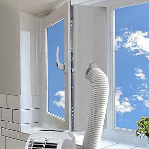 Kit Calfeutrage Climatiseur, 400CM Tissu De Calfeutrage Pour Fenêtres Pour Climatiseur Mobile Joint De Fenetre Universel Pour Sèche-Linge, Kit Climatisation Fenêtre Fonctionne,Installation Facile