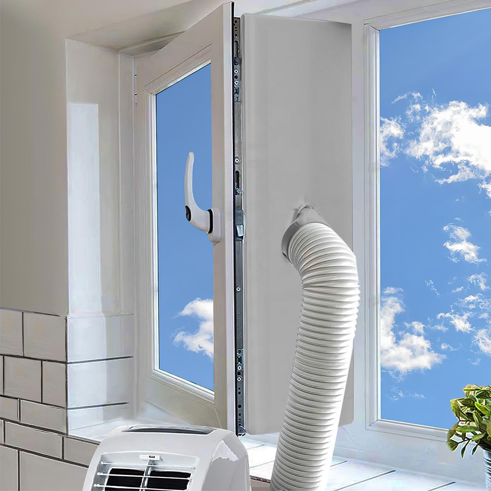 Guarnizione per finestra AC da 400 cm, kit universale portatile per condizionatore d'aria e asciugatrice, per piccoli negozi, casa, appartamenti, camere d'albergo