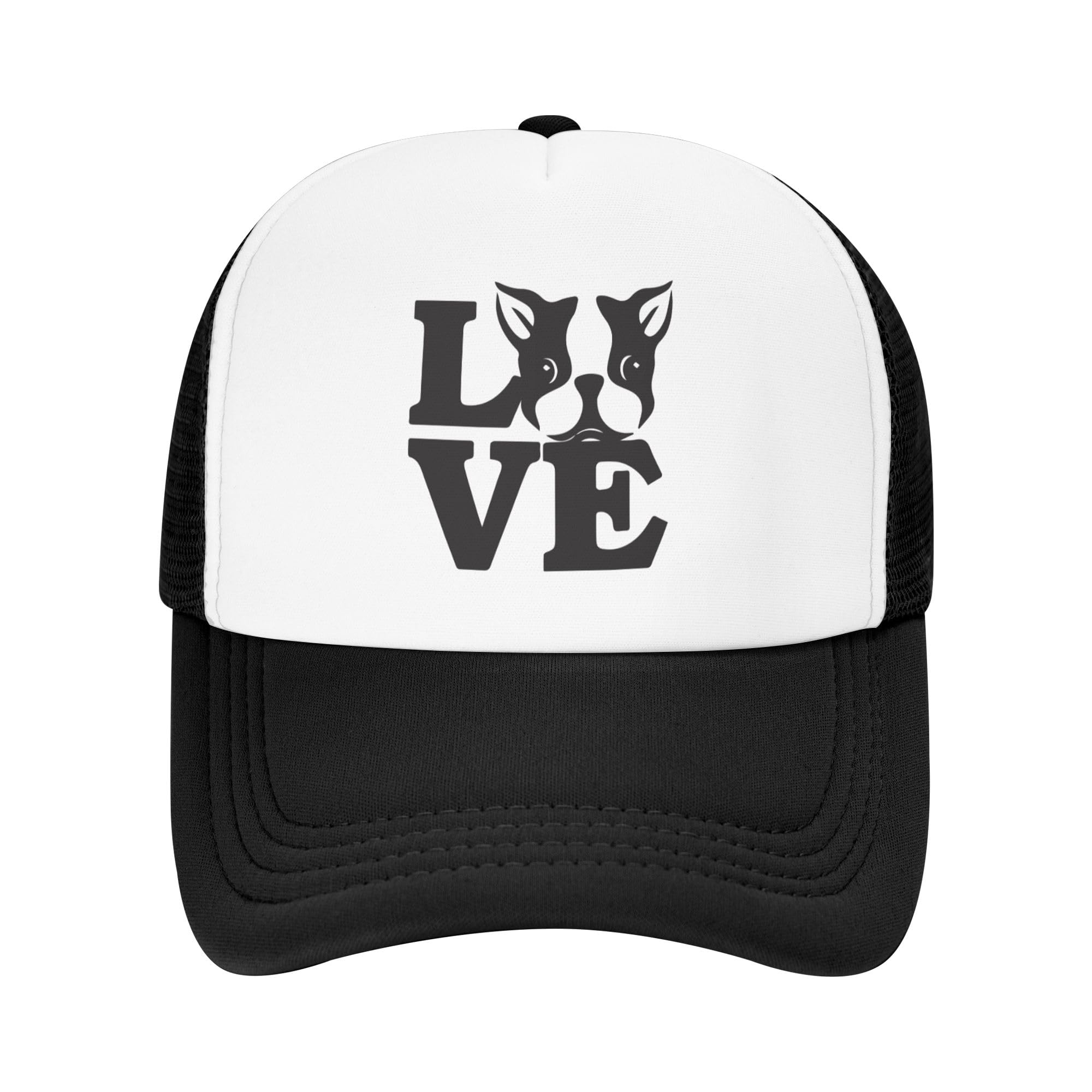 Love Boston Terriers Lightweight Mesh Baseball Hat Fishing Sun Cap Outdoor Casual Cap Black