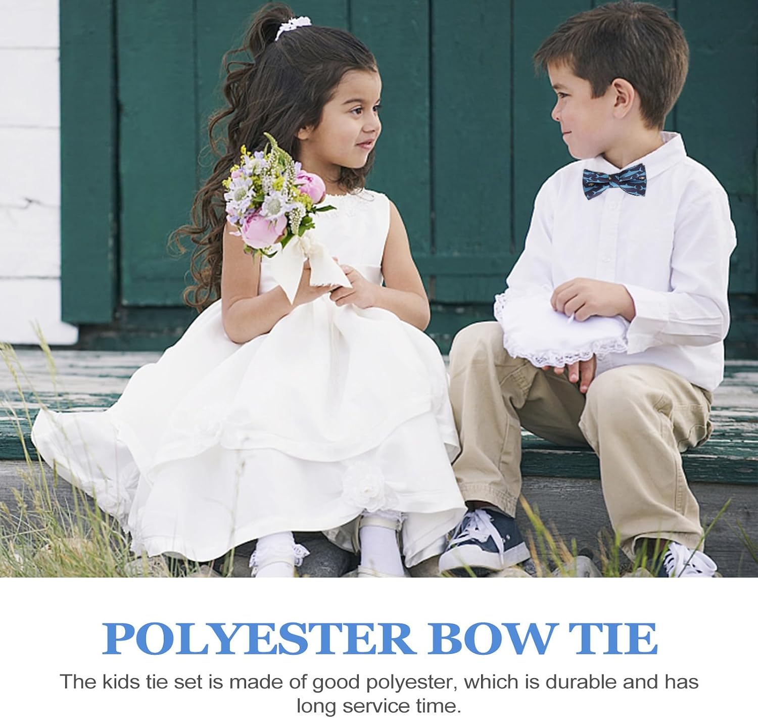 LIOOBO 2pcs Adjustable Pre-tied Polyester Cartoon Bow Ties for Boys and Banquet Accessories