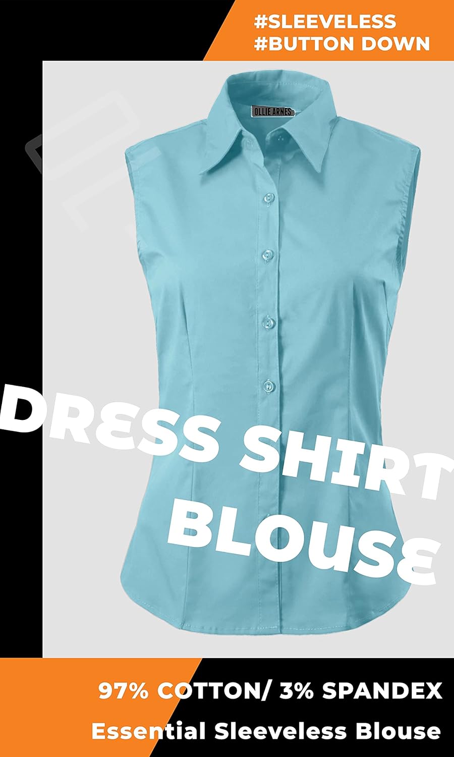 Womens Stretchy Fitted Sleeveless Office Business Button Down Collar Blouse Top at  Women’s Clothing store