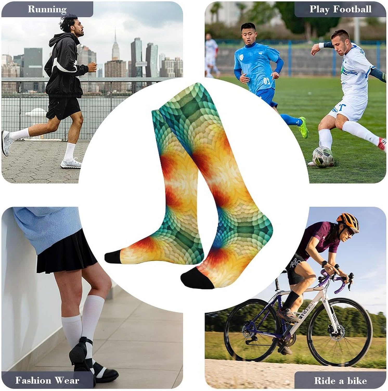 Rainbow Palette Compression Socks for Women Men Comfort Over The Calf Socks Moisture Wicking Breathable Athletic Sock