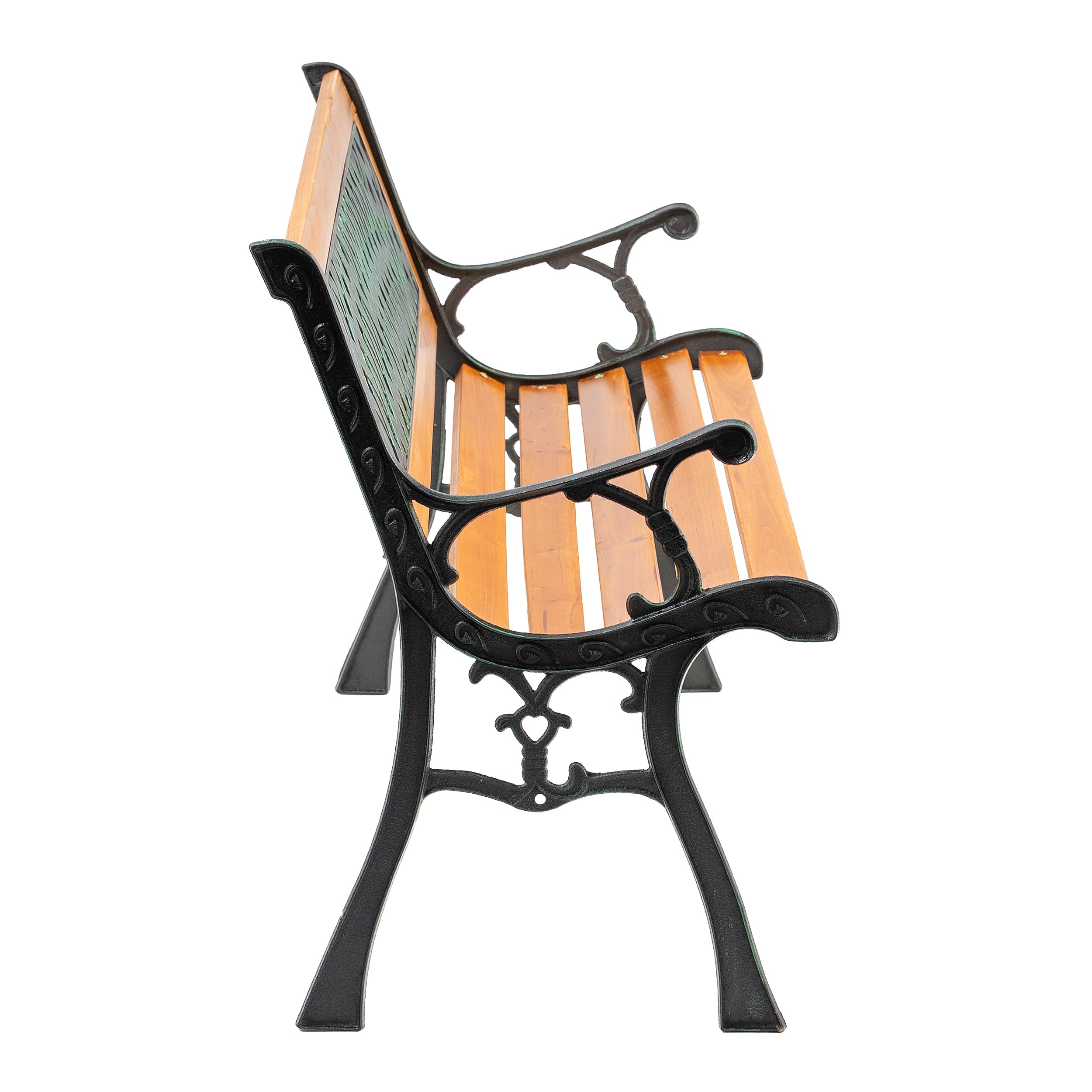 SEVICO Gartenbank Holz Metall 122 cm – Parkbank mit Rückenlehne für Garten, Terrasse, Balkon & Friedhof, Sitzbank bis 180 kg