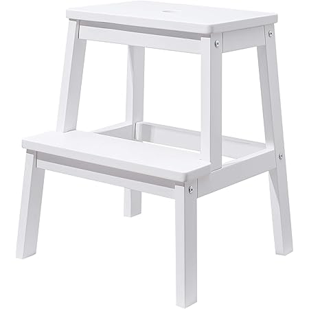 white step stool with storage