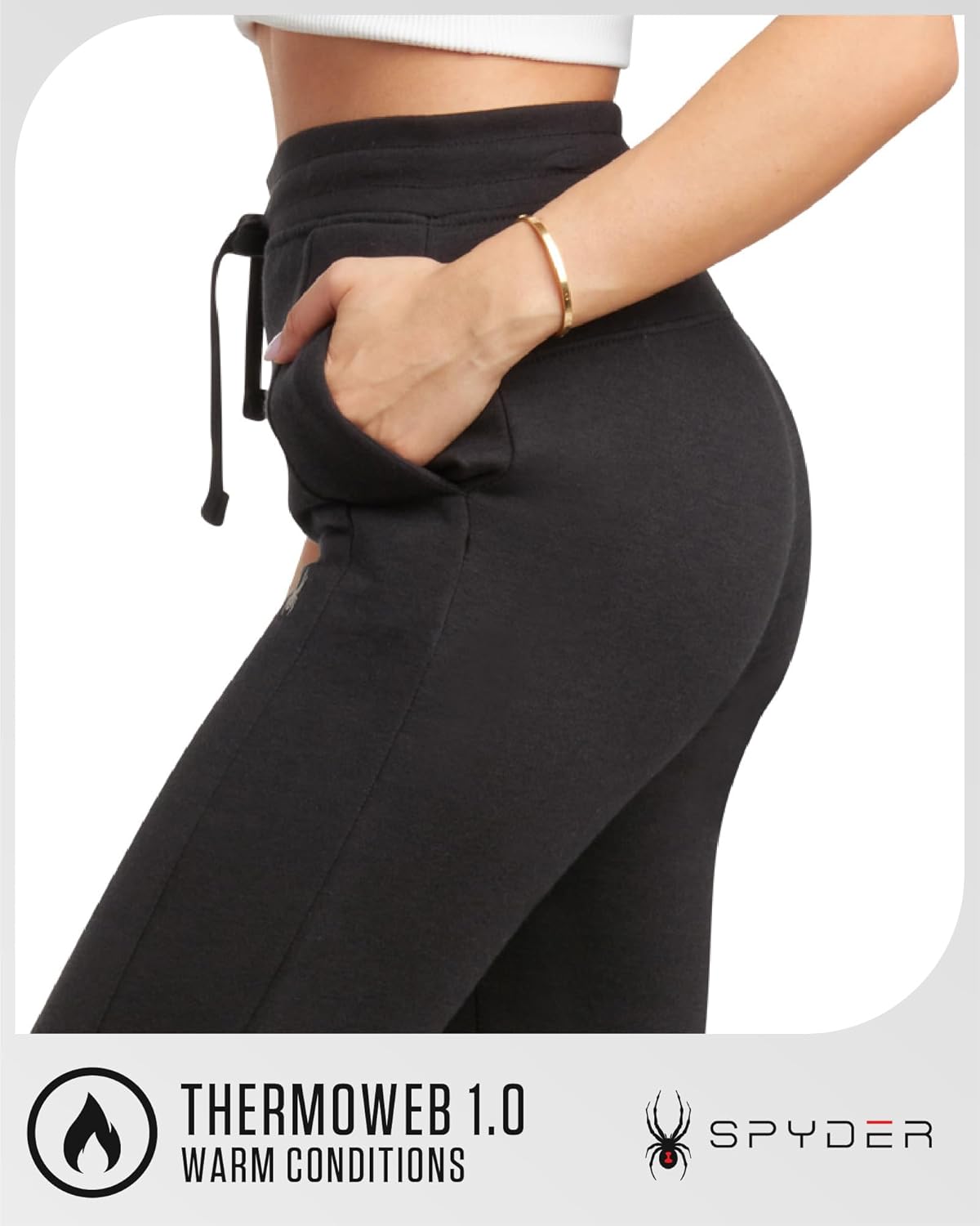 Spyder Womens Jogger Pants - Slim Fit Athletic Sweatpants Women - High Waisted Soft Brushed Fleece Joggers for Women - Image 2