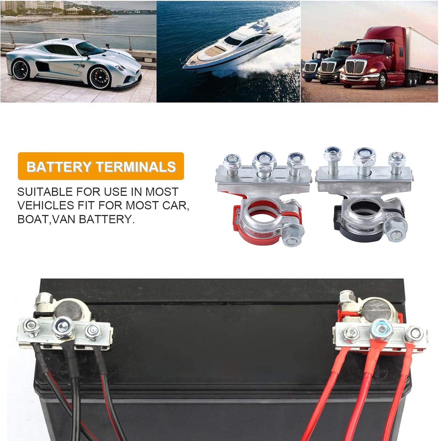 TKDMR Battery Terminal Connectors - Pair of 3 Way Brass Quick Release Disconnect Car Battery Cable Terminal Clamps Connectors (3, Silver) : Automotive