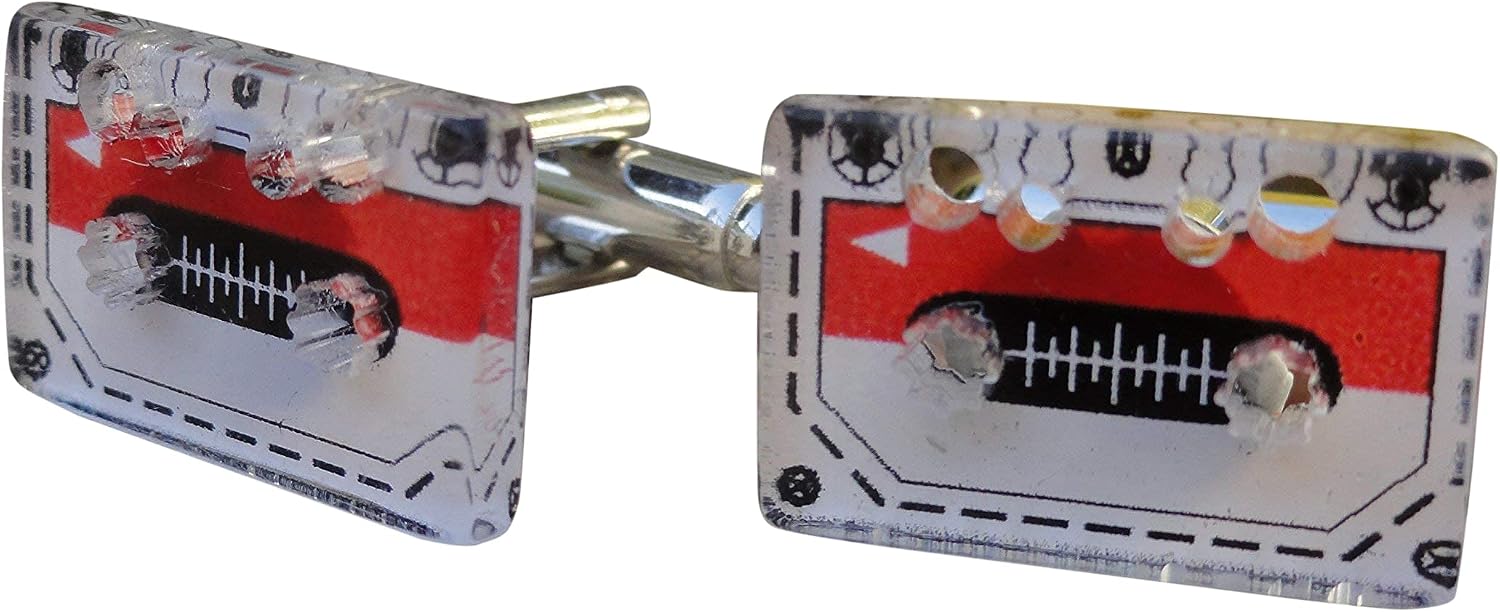 Cassette Tape Cufflinks, Lapel Pins, Tie Bars, Earrings, Jewelry and Accessories