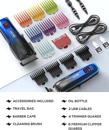 Miniatura 7 de Professional Hair Clippers for Men Cordless & Corded - Rechargeable Barber Clipper & Trimmer Set with Fade Lever for Home Haircuts, Grooming Kit