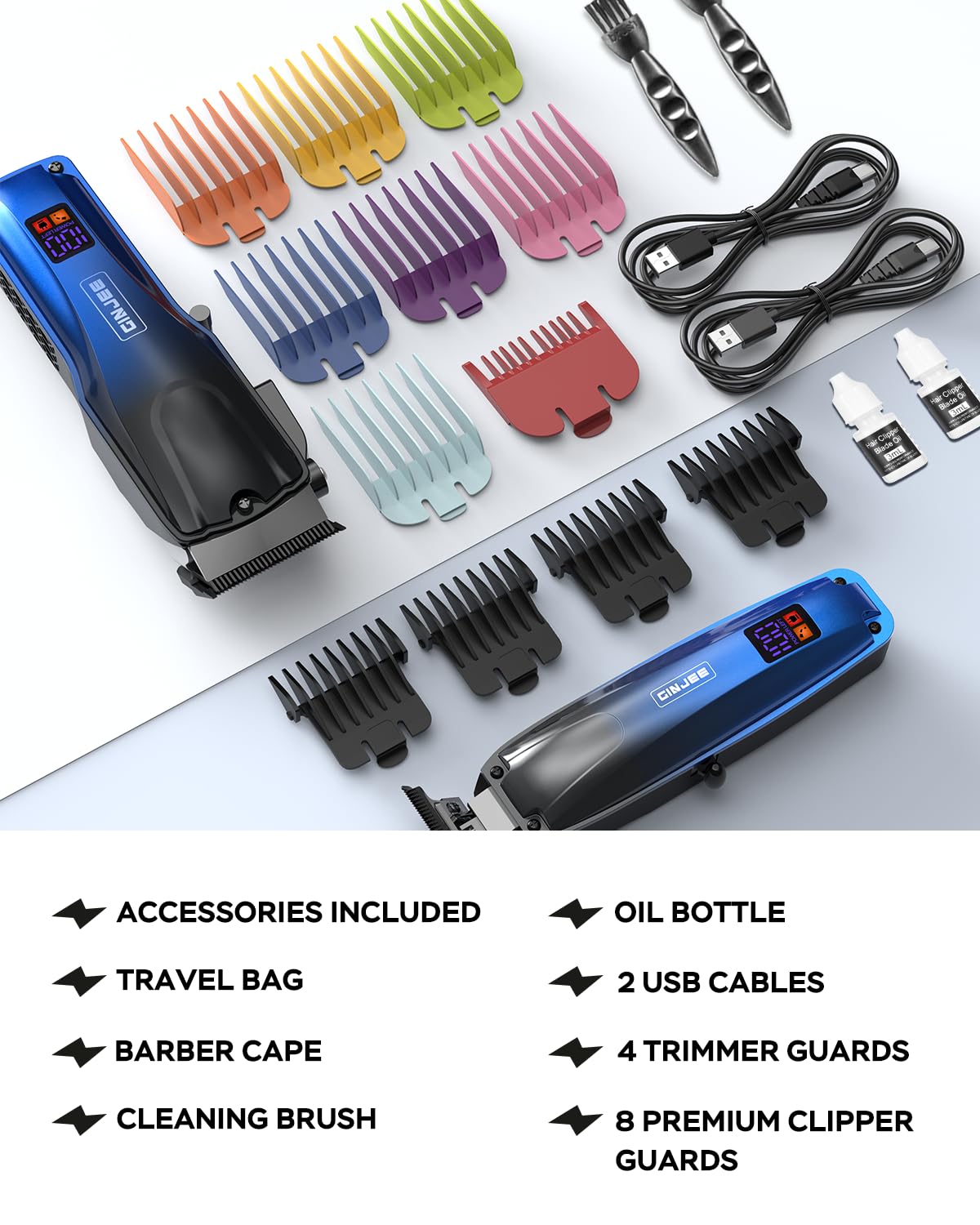 GINJEE Professional Cordless & Corded Hair Clipper and Trimmer Set