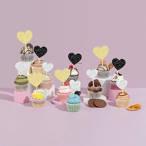 Miniatura 4 de Gyufise 30 piezas de adornos para cupcakes con purpurina de amor dulce para cupcakes para el día de San Valentín, decoración de pasteles para boda,